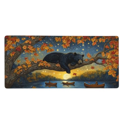 Herbst Mauspad XXL 1200X600X3 MM/120 X 60CM XXL Mousepad Tier Schreibtisch unterlage mit Vernähte Kanten and Rutschfester Gummiboden, Wasserdicht Mouse Pad für Büro Deko, Geschenke für Frauen -1002 von Oujkeef