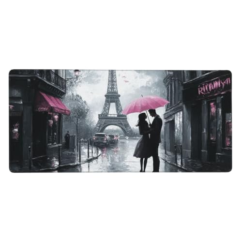 Paris Mauspad XXL 1200X600X3 MM/120 X 60CM XXL Mousepad Paar Schreibtisch unterlage mit Vernähte Kanten and Rutschfester Gummiboden, Wasserdicht Mouse Pad für Büro Deko, Geschenke für Frauen -194 von Oujkeef