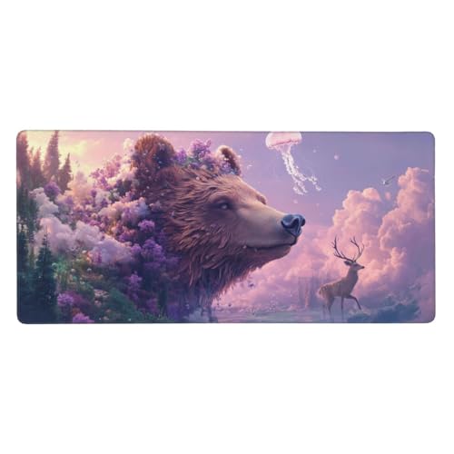 Rosa Mauspad XXL 1200X600X3 MM/120 X 60CM XXL Mousepad Tier Schreibtisch unterlage mit Vernähte Kanten and Rutschfester Gummiboden, Wasserdicht Mouse Pad für Büro Deko, Geschenke für Frauen -2 von Oujkeef