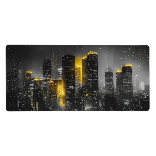 Stadt Mauspad XXL 1200X600X3 MM/120 X 60CM Mousepad Nachtansicht Schreibtisch unterlage mit Vernähte Kanten and Rutschfester Gummiboden, Wasserdicht Mouse Pad für Büro Deko, Geschenke für Frauen -108 von Oujkeef