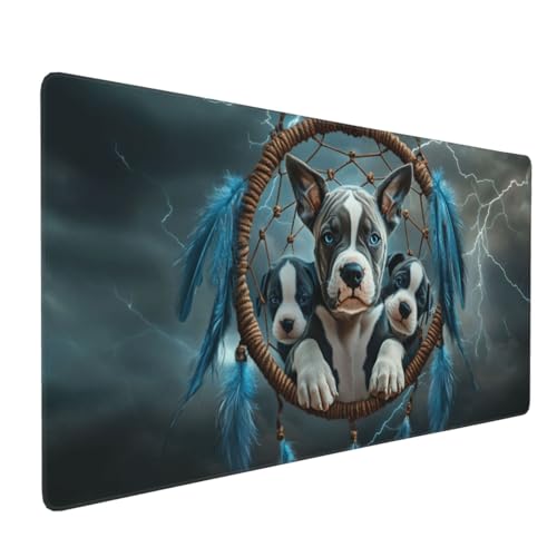 Traumfänger Mauspad XXL 1200X600X3 MM/120 X 60CM Mousepad Hund Schreibtisch unterlage mit Vernähte Kanten and Rutschfester Gummiboden, Wasserdicht Mouse Pad für Büro Deko, Geschenke für Frauen -150 von Oujkeef