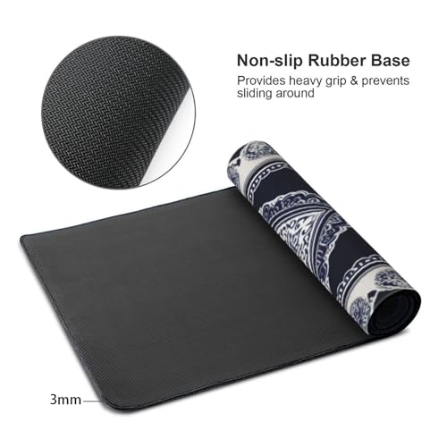 Weiß Mauspad XXL 1200X600X3 MM/120 X 60CM XXL Mousepad Mandala Schreibtisch unterlage mit Vernähte Kanten and Rutschfester Gummiboden, Wasserdicht Mouse Pad für Büro Deko, Geschenke für Frauen -168 von Oujkeef