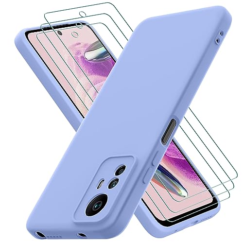 Oureidoo Hülle kompatibel mit Xiaomi Redmi Note 12S 4G, mit 3 Stück Schutzfolie, Handyhülle für Xiaomi Redmi Note 12S 4G Silikon gummiert, Handy Case in Violett von Oureidoo