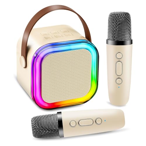 Mini-Karaoke-Maschine, 2 Mikrofone, tragbare Kinder-Karaoke-Maschinen, Bluetooth-Lautsprecher mit 2 kabellosen Mikrofonen, beste Geschenke für Mädchen, Jungen, Familie, Zuhause, Party, KTV, Reisen von Ousinby