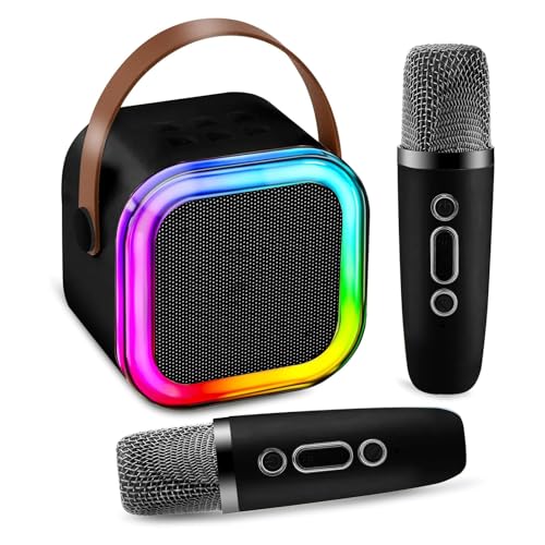 Mini-Karaoke-Maschine, 2 Mikrofone, tragbare Kinder-Karaoke-Maschinen, Bluetooth-Lautsprecher mit 2 kabellosen Mikrofonen, beste Geschenke für Mädchen, Jungen, Familie, Zuhause, Party, KTV, Reisen von Ousinby