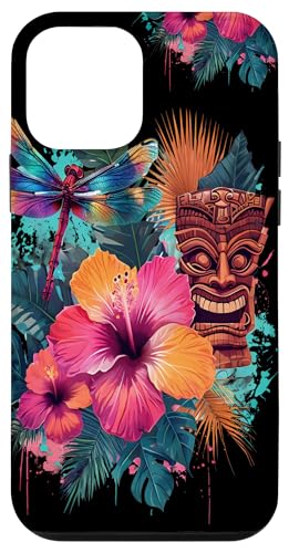 Hülle für iPhone 12 mini Tiki-Maske, Blumenmuster, tropischer polynesischer Stil von Outcast Ape