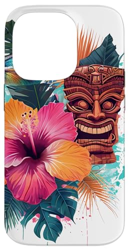 Hülle für iPhone 14 Pro Tiki Flowers Vibrant Tropical Floral With Libelle And Mask von Outcast Ape