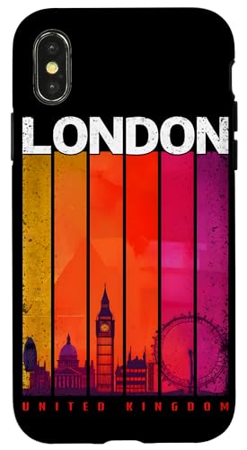 Hülle für iPhone X/XS Londoner Skyline, lebendiges Retro von Outcast Ape