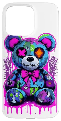 Patchwork-Teddybär-Design, gruselig, niedlich, Emo, Gothic, Horror Hülle für iPhone 15 Pro Max von Outcast Ape