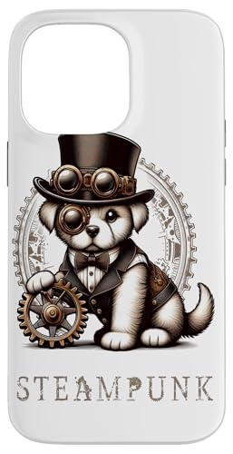 Steampunk Welpe Vintage viktorianischer Hund mit Uhrwerk Detail Hülle für iPhone 14 Pro Max von Outcast Ape