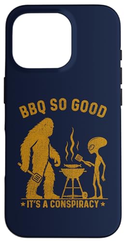 Hülle für iPhone 16 Pro Bigfoot Alien Humor Grillen Grafik für BBQ Witz von Outdoor Bigfoot Joke Alien Grilling Clothes