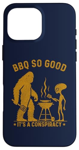 Hülle für iPhone 16 Pro Max Bigfoot Alien Humor Grillen Grafik für BBQ Witz von Outdoor Bigfoot Joke Alien Grilling Clothes