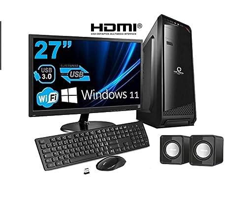 Desktop-PC komplett – SSD 240 GB – Windows 11 Pro 64 Bit – WLAN – HDMI – VGA – Tastatur und Maus USB Audiogehäuse … (CPU: I7 – RAM 16 GB, Monitor 27 Zoll) von Outlet Computer Outsider