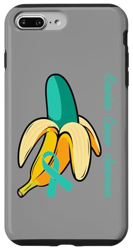 Hülle für iPhone 7 Plus/8 Plus Lustiges blaugrünes Band, Bananen-Liebhaber, Bewusstsein für Eierstockkrebs von Ovarian Cancer Awareness Products (Lwaka)