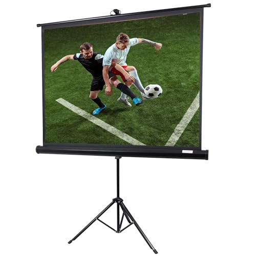 OVERMAX Tripod Screen 60” EIN Projektionsschirm mit Stativ 60 Zoll 116×87 cm Dreibein-Stativ, automatisches federbelastetes Aufrollen, weißes Mattes Segeltuch von Overmax