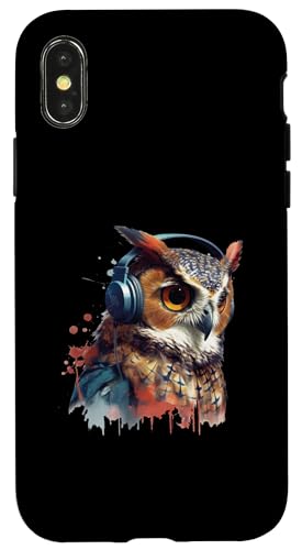 Hülle für iPhone X/XS Funky Owl von Owl Lover Gifts for Men & Women