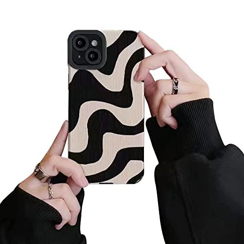 Ownest Handyhülle Kompatibel mit iPhone 15 Plus Hülle Fashion Wave Simple Cute Zebra Stripes Aesthetic Muster Wellen Design Men Frauen Mädchen TPU PC Weiche Silikon Kamera Schutzhülle von Ownest