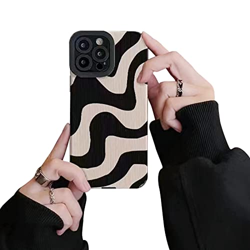 Ownest Handyhülle Kompatibel mit iPhone 15 Pro Max Hülle Fashion Wave Simple Cute Zebra Stripes Aesthetic Muster Wellen Design Men Frauen Mädchen TPU PC Weiche Silikon Kamera Schutzhülle von Ownest