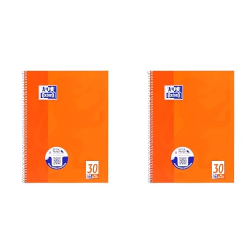 Oxford Collegeblock A4 blanko, 80 Blatt, orange (Packung mit 2) von Oxford