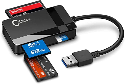 USB 3.0 Multi-Kartenleser, Plug N Play, kompatibel mit Apple und Windows, Stromversorgung über USB, unterstützt CF/SD/SDHC/SCXC/MMC/*MMC Micro/*RS MMC/*Mini SD/Micro SD/MS Duo/MS Pro/MS Pro von Oxlaw