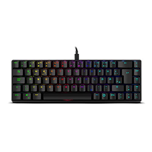 Ozone Gaming Mini Tactical Keyboard -OZTACTICALDE- Mechanische Tastatur ohne Ziffernblock, Bluetooth, Outemu Red Switches, RGB LED Beleuchtung, leise, DE Layout, Schwarz von Ozone Gaming Gear