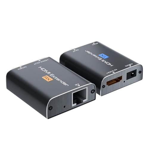 HDMI Extender Over Ethernet IP,195ft/60m HDMI Ethernet Extender Full HD Uncompressed Transmit über Rj45 Cat5 Cat5e Cat6 Signal Unterstützt 1080P HDCP EDID für Laptop PC DVD STB PS4,Aluminium von Ozvavzk