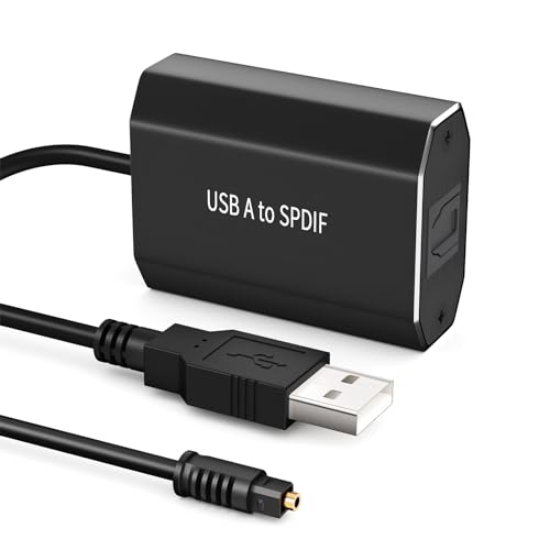 Ozvavzk USB A auf Toslink Optisches Audiokabel Adapter, USB Typ A zu SPDIF Digital Konverter mit Optischem Kabel für Windows Linux PS4/PS5 Lenovo HP Asus Dell PC Laptop Computer Surface von Ozvavzk