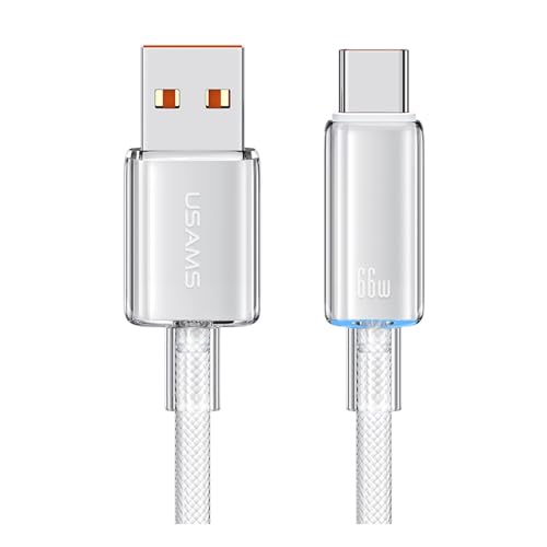 P4Y USB-C Kabel für schnelles Aufladen und Datenübertragung 6A 480 mbps mit farbigem Licht Material: Aluminiumlegierung 1.2m weiß US-SJ658 Cloud Series von P4Y