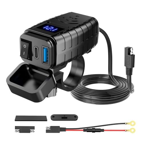 PACHHK PD3.0+QC3.0 .0 Motorrad USB Schnellladeanschluss Buchse Stecker mit Zelle Mobile Voltmeter Digital Charge von PACHHK