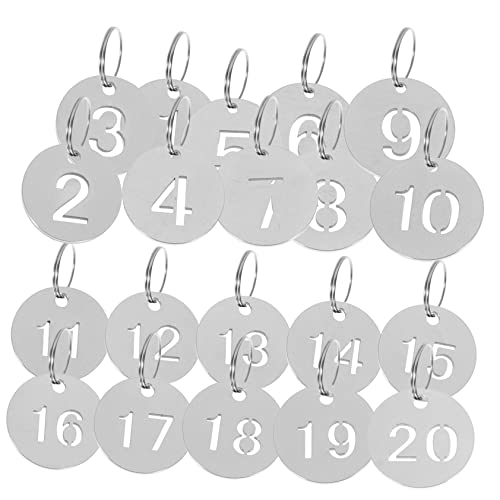 PACKOVE 20St Nummernschild aus Edelstahl Schließfachnummer-Tags Mini Anzahl ID-Tags schlüsselmarkierung schlüsselkennzeichnung ID-Label-Tags Schlüsseletiketten Rostfreier Stahl Silver von PACKOVE