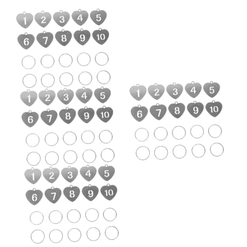 PACKOVE 4 Sätze Nummernschild Herz Kette Behälter Weiße Buchstabenaufkleber Gold Ring Karten Schlüssel Silber Taschenanhänger Für Gepäck Nummerierte Id-tags Stahl Silver 10 Stück * 4 von PACKOVE