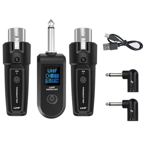 PAGJHRFJG 6,35 mm UHF-XLR-Adaptersystem, Drahtloser Mikrofonsender und -Empfänger für Dynamisches Mikrofon, Gitarre, Audiomixer, PA von PAGJHRFJG