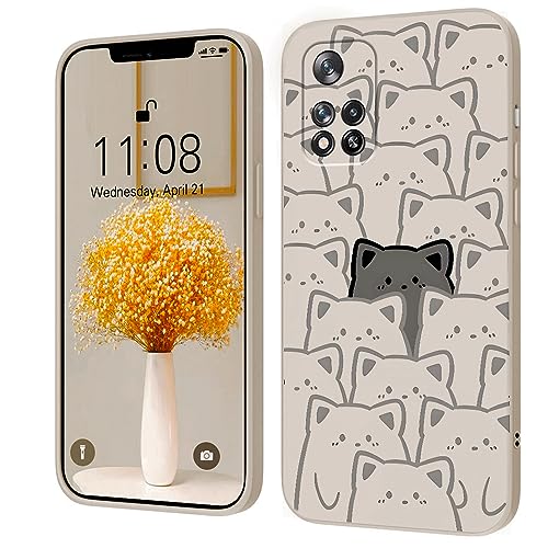 Kreative Cartoon Silikon Softcase Kompatibel mit Xiaomi Redmi Note 11 Pro +/Plus, [Katze Pattern] Anti-Fall-Schutzhülle,weiß von PAIX