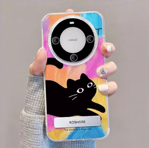 Schutzhülle mit niedlichem Katzenmuster, farbenfroher Schleier, kompatibel mit iPhone 12, Rückseite aus Polycarbonat + weicher Rand, vollständige Abdeckung, stoßfestes Design, langlebig, mit von PAIX