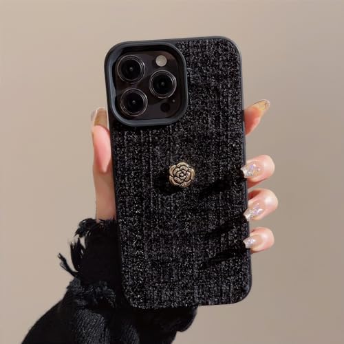 PAIXIKYZ Hülle Kompatibel mit iPhone 13 | Etui Elegant Plaid Textil Blume zurück Abdeckung Shell mit 3D Kamelie Design von PAIXIKYZ