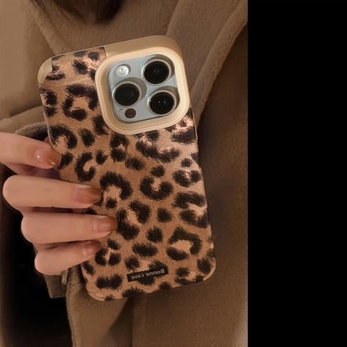 PAIXIKYZ Hülle Kompatibel mit iPhone 14 Pro - Etui Luxus Leopard Pelz Retro Soft Case von PAIXIKYZ