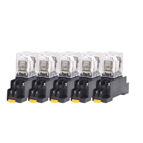 5Pcs Relay MY2NJ DC 12V 24V 36V 48V 110V 220V Small relay 5A 8PIN Coil DPDT With Socket Base pattern PAJPXPCD(DC 12V) von PAJPXPCD