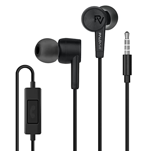 PALOVUE 3.5mm In Ear Kopfhörer mit Kabel Ohrhörer Kompatibel iPhone Samsung Smartphones Computer Laptops MP3 iPad iPod Geräuschisolierung mit Mikrofon Controller SoulFlow Schwarz von PALOVUE