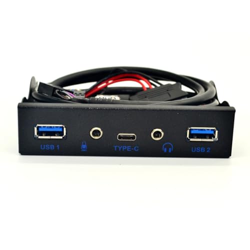 PAMENET USB HUB 5 Port USB 3.1 Typ-C USB 3.0 Frontpanel HD Audio 3,5 mm Kopfhöreranschluss Mikrofon Erweiterungsadapter für Desktop 8,9 cm (3,5 ), einfach zu bedienen von PAMENET