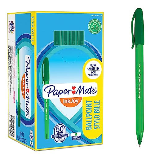 PAPER MATE InkJoy 100ST Kugelschreiber | mittlere Spitze (1,0 mm) | Grün | 50 Stück von PAPER MATE