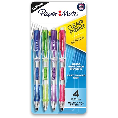 PaperMate Clearpoint Druckbleistifte, 0,5 mm, HB # 2, schwarzer Schaft, 12 Stück 0,7 mm 4-Pack Fashion Colors von PAPER MATE