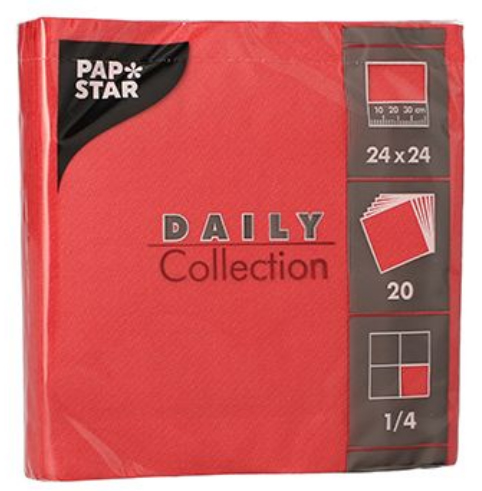 PAPSTAR Cocktail-Servietten, 240 x 240 mm, 3-lagig, rot von PAPSTAR