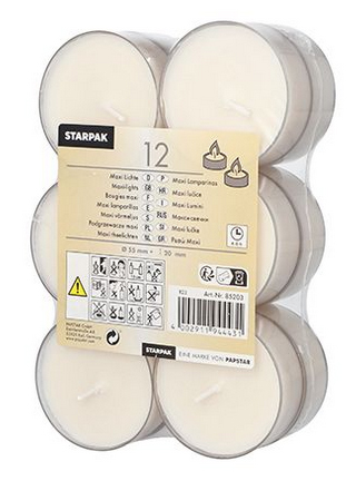 STARPAK Maxi-Teelichte, Durchmesser: 57 mm, weiß von starpak