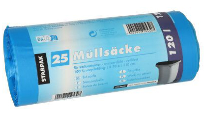 STARPAK Müllsäcke HDPE, 120 Liter, blau von starpak