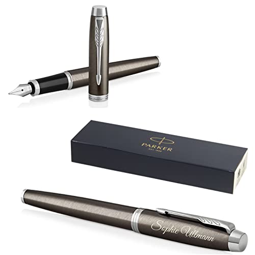 PARKER IM Core Füllfederhalter mit Gravur | Premium Stift | Geschenkbox | blaue Tinte | personalisiertes Geschenk | Namen | graviert | Füller | Geburtstag Geschenkidee (Dark Espresso C.C.) von PARKER