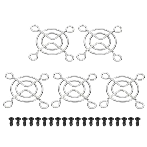 PATIKIL 49mm Lüfterfiltergitter mit Schrauben, 5er Pack verchromter Eisengitter Ventilator Schutzgitter Mesh staubdichte Abdeckung für Computer, Lüfter, Silberton von PATIKIL