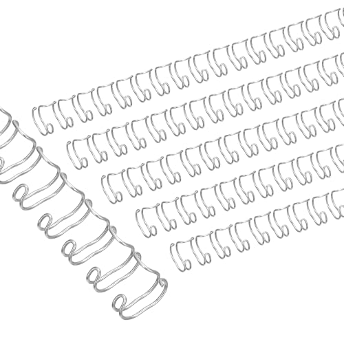 PATIKIL 6mm (1/4") Doppelring-Drahtbinderücken, 50 Stück Metall-Doppelring-Bindungsspulen 20 Blatt Kapazität 3:1 Teilung 32 Ring-Bindungsrücken, Silber von PATIKIL