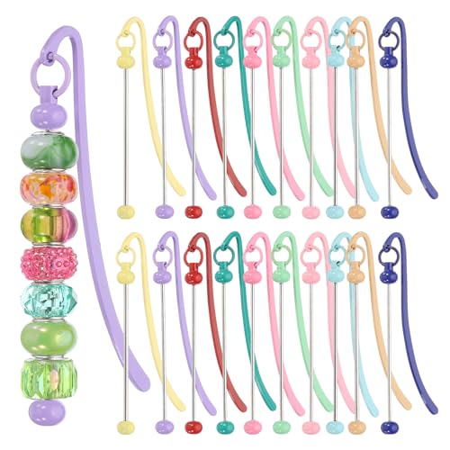 PATIKIL Beadable Lesezeichen, 20 Stück Beaded Bookmark DIY Metall Leerstab Bulk für Lesezeichen DIY Herstellung Handwerk, Perlenanhänger Charme, Bunt von PATIKIL