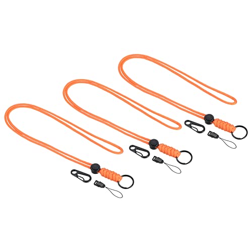 PATIKIL Paracord Schlüsselband 50,8 cm, 3 Stück Halskette Schlüsselanhänger Kordel Metallverschluss Haken Ring Gurt für Schlüssel Pfeife Ausweishalter Orange von PATIKIL