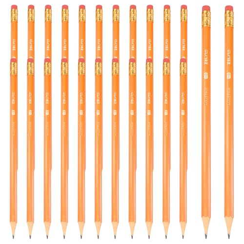 PATIKIL Runde Bleistifte, 24 Stück HB Graphit Bleistift Holzbleistifte mit Radiergummi für Klassenzimmer Büro Schreib- und Zeichenbedarf, Gelb von PATIKIL